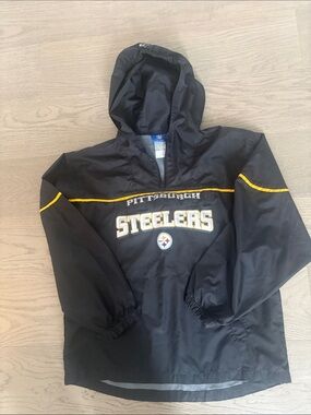 NFL Vintage Pittsburgh Steelers Black & Yellow Hooded Rain Pullover